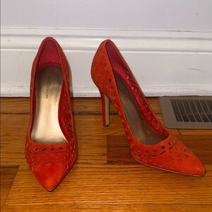 BCBGeneration Women's Vibrant Red Laser-Cut Heels